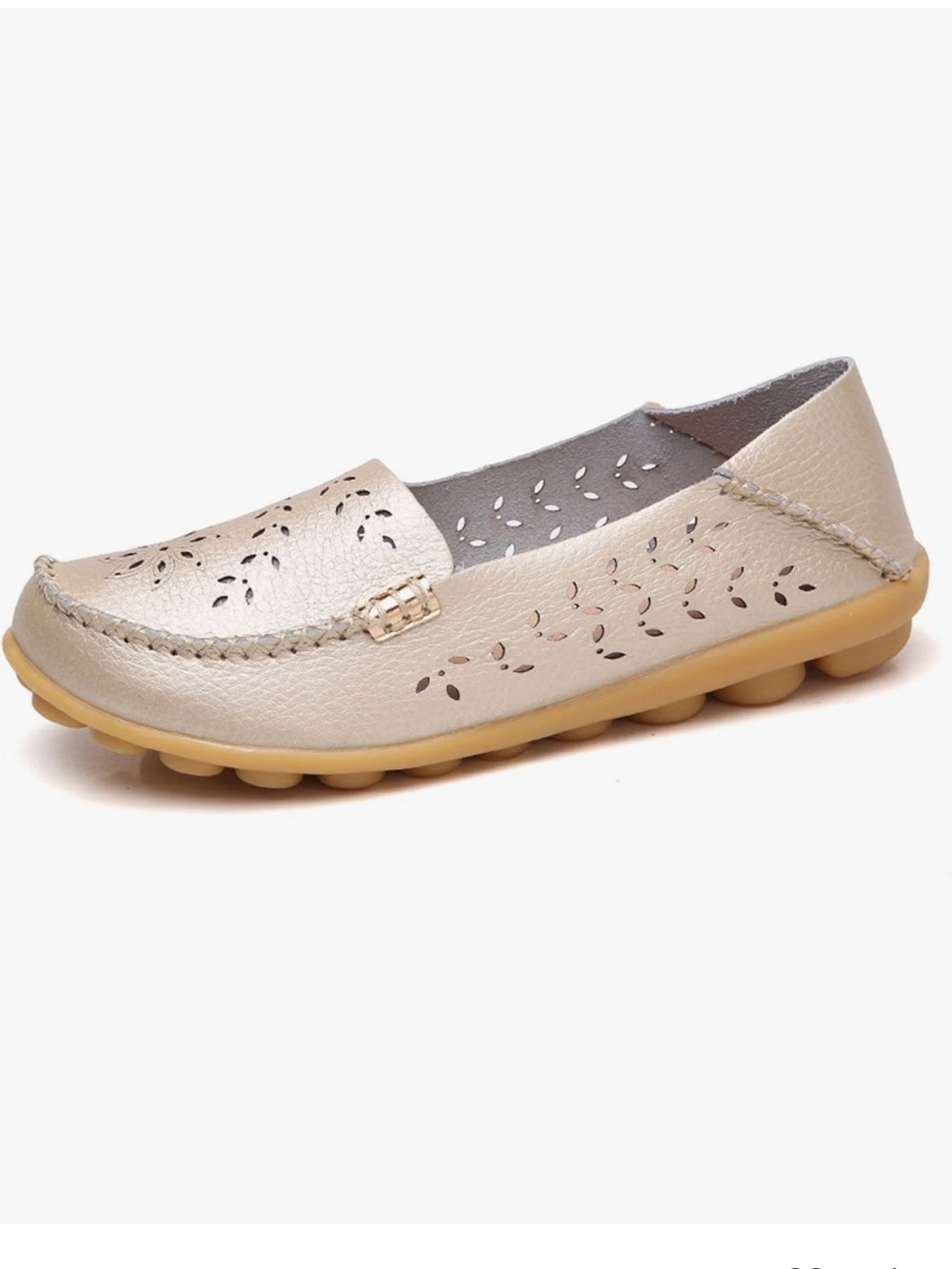 VenusCelia Women's Natural Comfort Gold Metallic Walking Flat Loafer